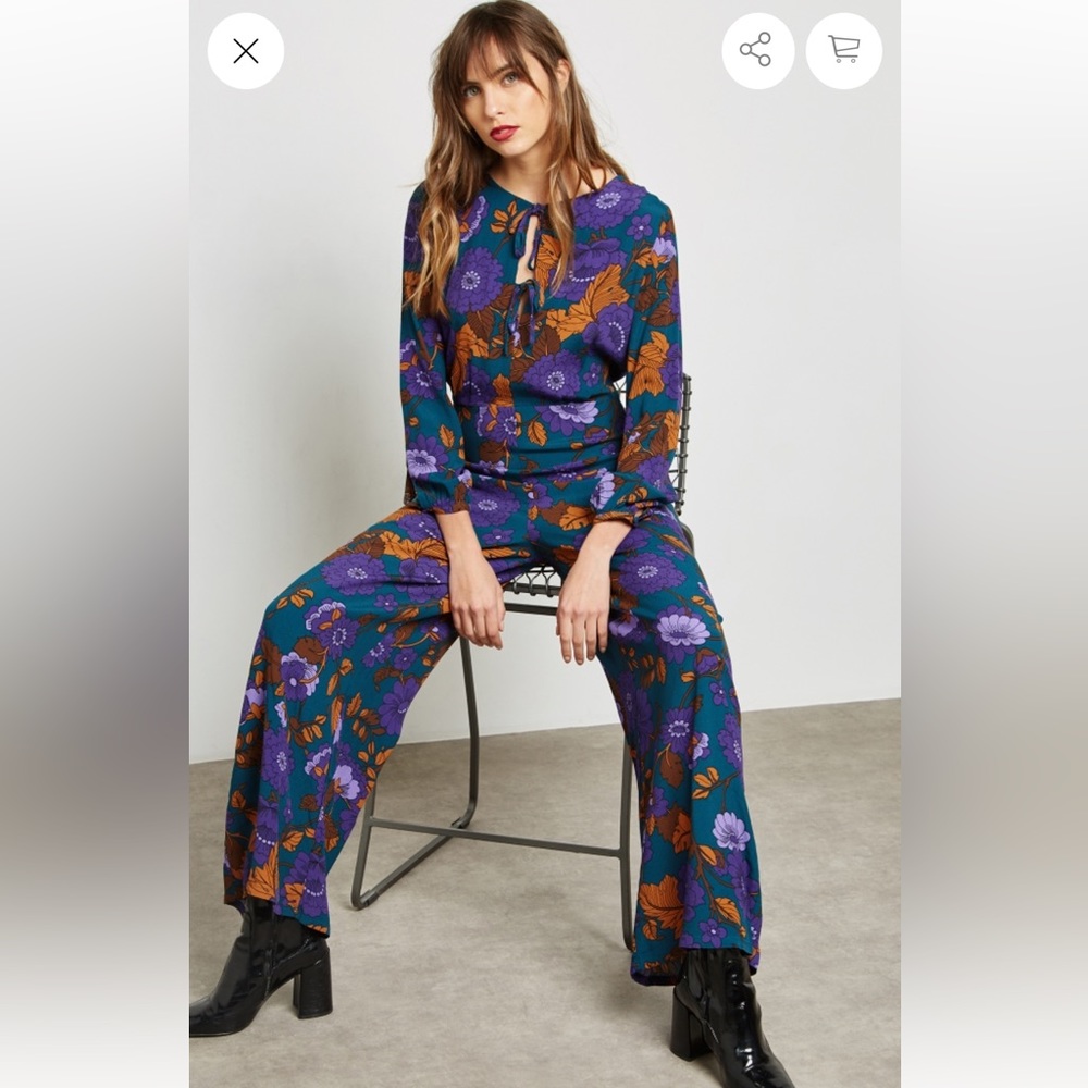 NWT MANGO Wide Leg Floral Jumpsuit in Size XS